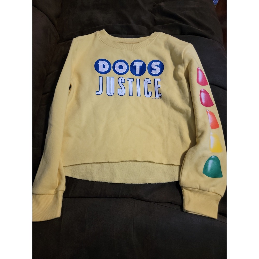 Justice candy sweatshirt dots size small 7 8 yellow